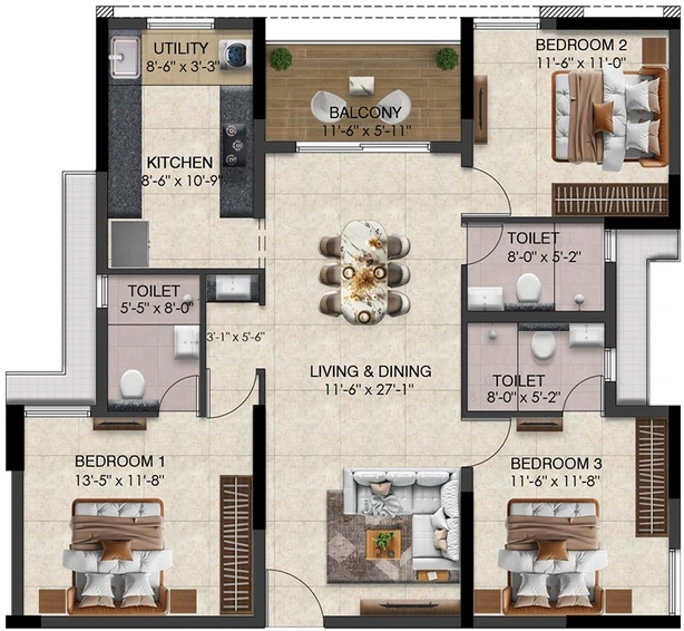 3 BHK Flat in Radiance Solitaire in Madhavaram, Chennai - Image 852982