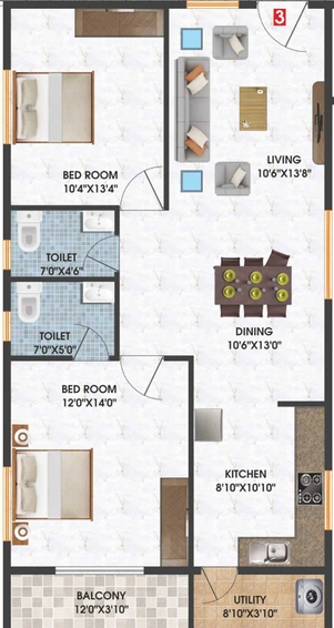 2 BHK Flat in Varma Yellow Sapphire in Devinagar, Bangalore - Image 853315