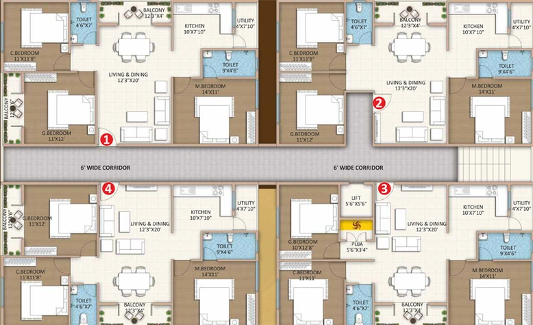 Floor Plan of SS Sathvik Paradise in Mahadevapura, Bangalore - Image 274065