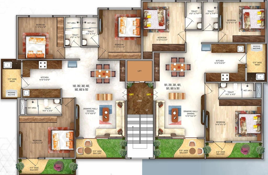 Floor Plan of Pinnacle Dravin Heights in Narendra Nagar, Nagpur - Image 277573