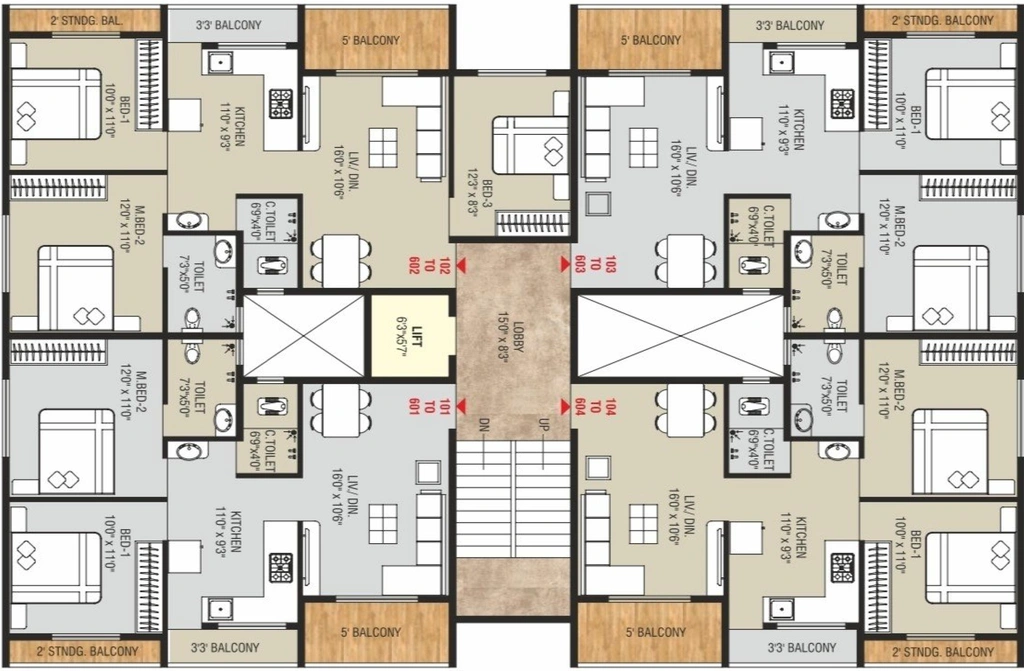 Floor Plan of Sankhla Sahaj Apartment in Panchavati, Nashik - Image 277588