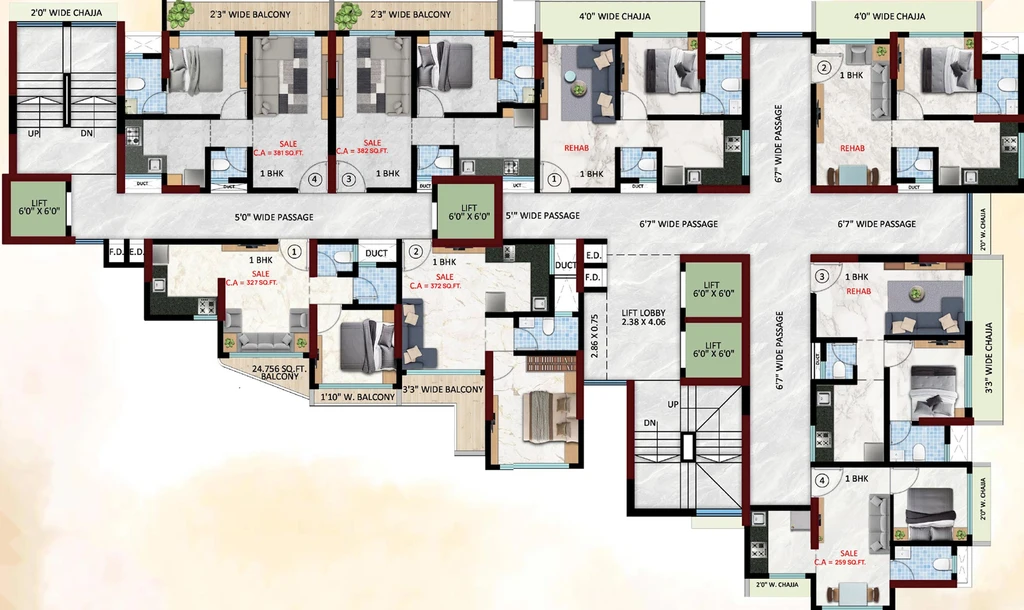 Floor Plan of Kams Krystel in Kanjurmarg East, Mumbai - Image 277786