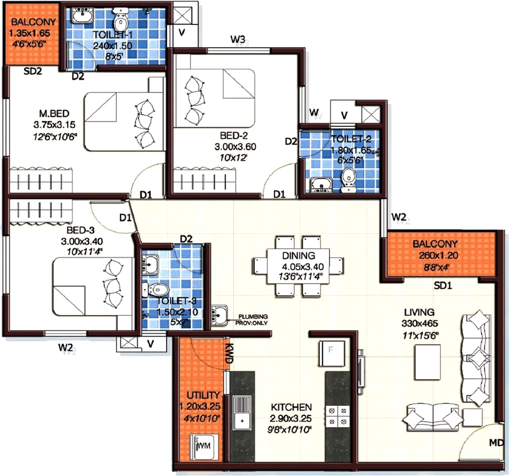 3 BHK Flat in Confident Symphony in Aluva, Kochi - Image 859618