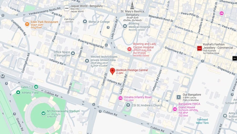 Location of Coworking Space in WeWork Prestige Central, Shivaji Nagar - Image 281794