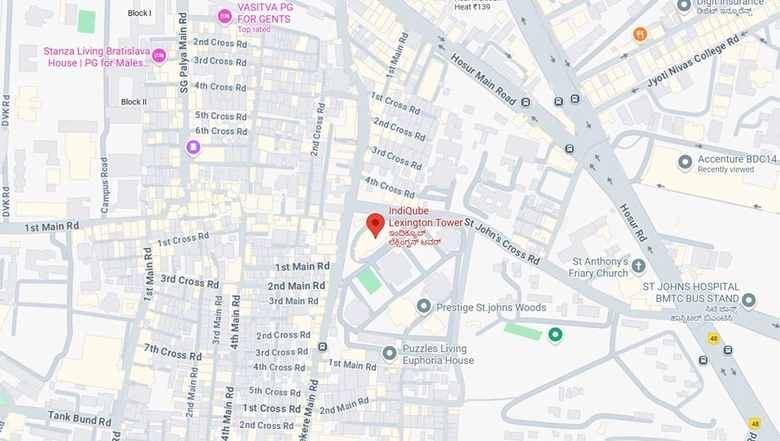 Location of Coworking Space in IndiQube Lexington, SG Palya - Image 284987