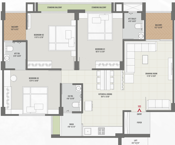 3 BHK Flat in Shyam Grace in Narolgam, Ahmedabad - Image 860751