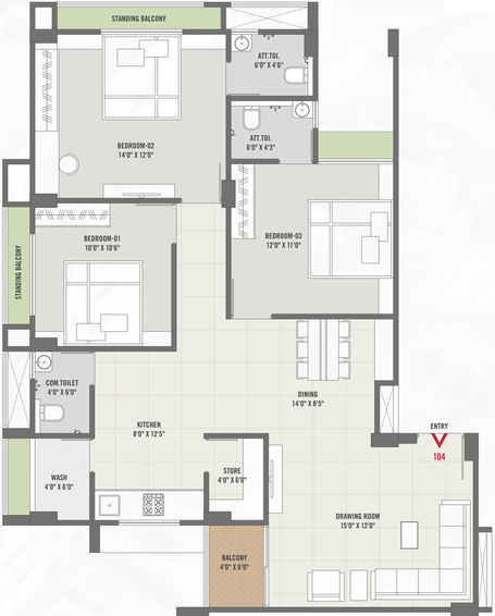 3 BHK Flat in Shyam Grace in Narolgam, Ahmedabad - Image 860752