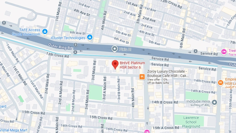 Location of Coworking Space in BHIVE Platinum HSR Sector 6, HSR Layout - Image 288193