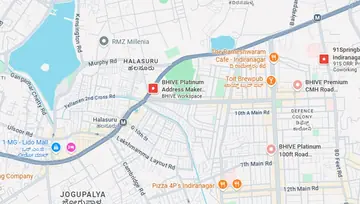 Location of BHIVE Platinum Address Maker Co-Working space in Indiranagar, Bangalore - Image 288480