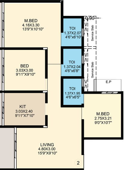 3 BHK Flat in Marathe Elenza in Ulhasnagar, Thane - Image 445196