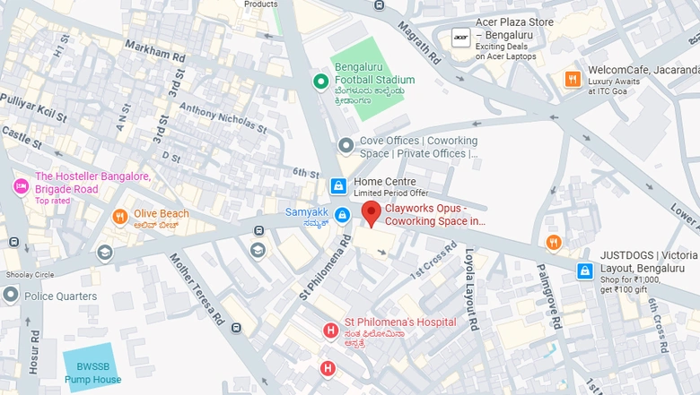 Location of Coworking Space in ClayWorks Adarsh Opus, Indiranagar - Image 290066