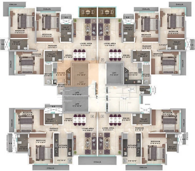 Floor Plan of Ekta Lake Riviera in Powai, Mumbai - Image 93544