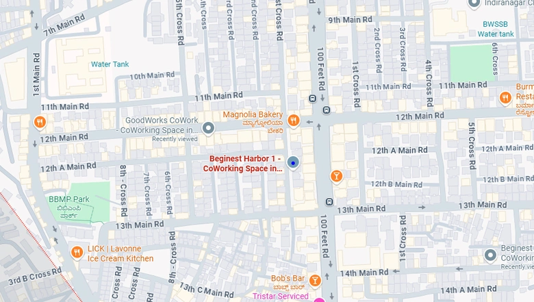 Location of Coworking Space in Beginest Harbor 1, Indiranagar - Image 291008