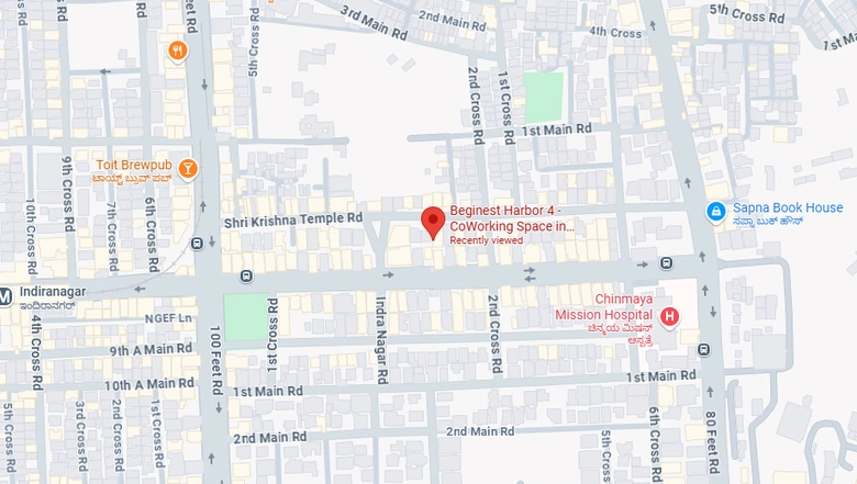 Location of Coworking Space in Beginest Harbor 4, Indiranagar - Image 291028