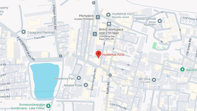 Location of Coworking Space in Hustlehub H206, HSR Layout - Image 293398