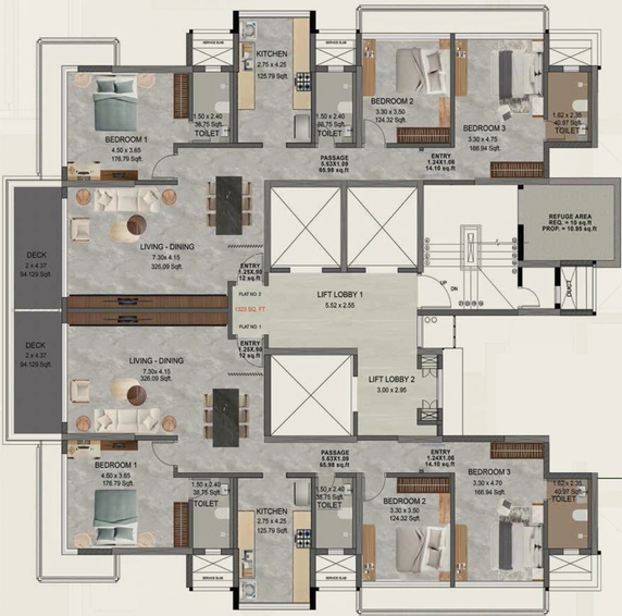 Floor Plan of Roodraksh Golf Walk in Chembur East, Mumbai - Image 297747