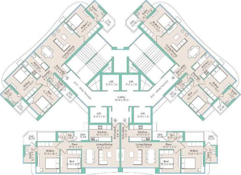 Floor Plan of Marathon Millennium in Mulund West, Mumbai - Image 35576