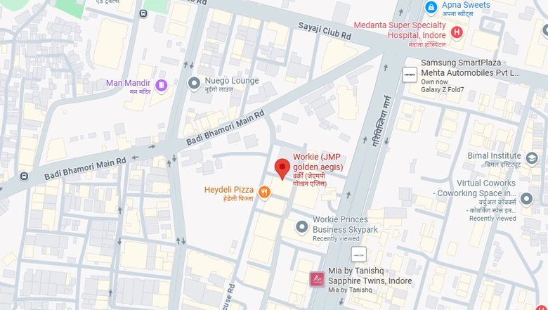 Location of Coworking Space in Workie Swastika Urbane, AB Bypass Road - Image 299116