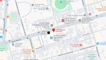 Location of United Spaces Virendra Heights Co-Working space in New Palasia, Indore - Image 299851