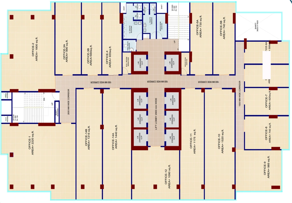 Floor Plan of Beaver The Iconic Corenthum in Sector 62, Noida - Image 300936