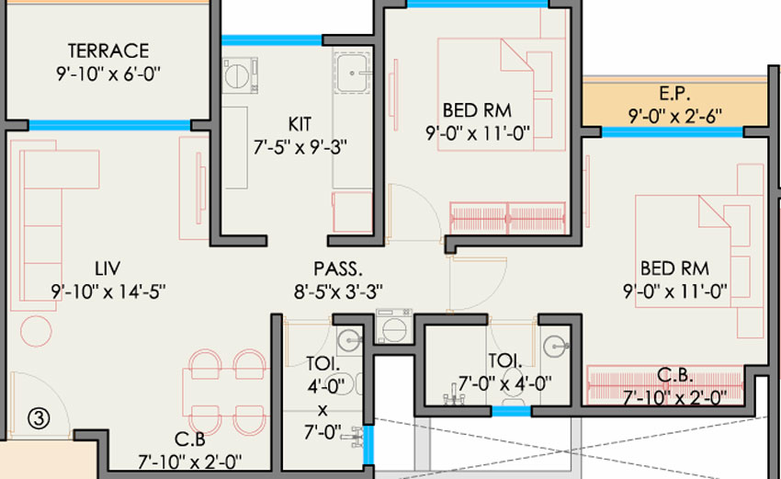 2 BHK Flat in Guru Atman in Kalyan West, Thane - Image 445452