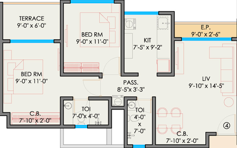 2 BHK Flat in Guru Atman in Kalyan West, Thane - Image 445453