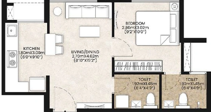 1 BHK Flat in Mahindra Happinest Kalyan in Kalyan West, Thane - Image 450580