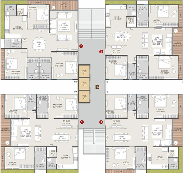 Floor Plan of Vasudev Milestone Niyaara in Althan, Surat - Image 303406