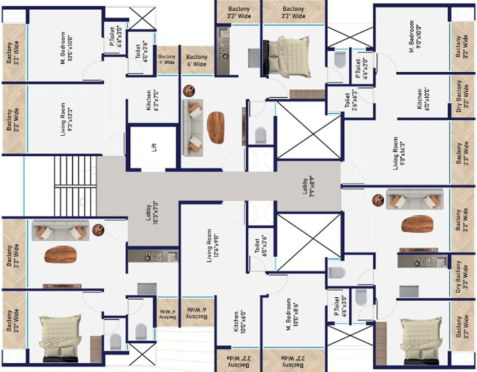 Floor Plan of One Residency in Pushpak Nagar, Navi Mumbai - Image 305363