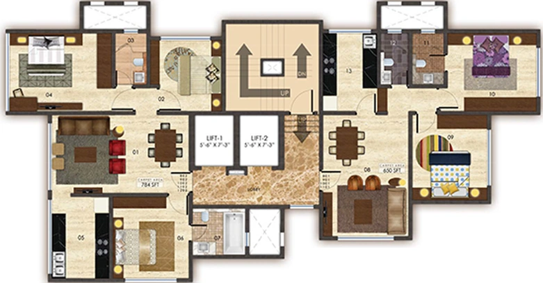 Floor Plan of Jadhwani Krimson Splendor in Malad West, Mumbai - Image 306887