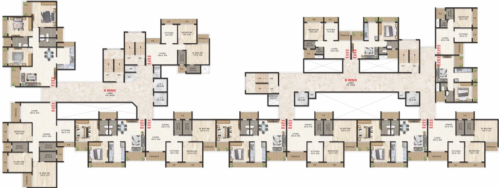 Floor Plan of Priyanka Unite in Ulwe, Navi Mumbai - Image 306936