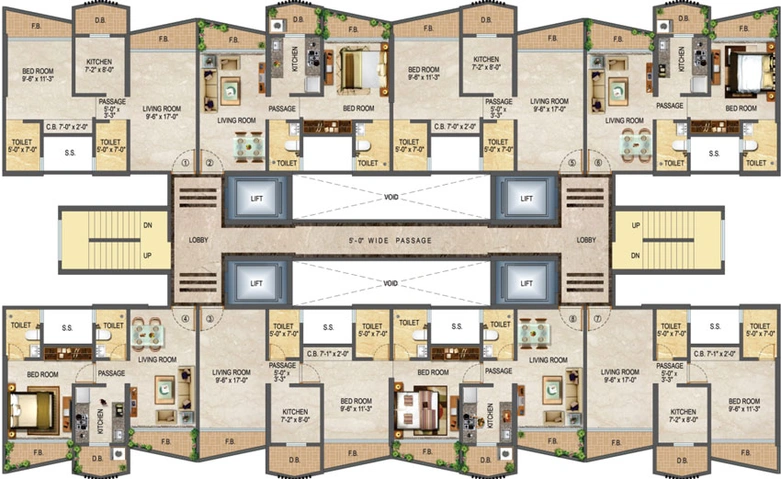 Floor Plan of Salasar Exotica 1 in Mira Road East, Thane - Image 22940