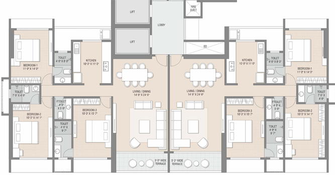 Floor Plan of Satyam Seasons in Sanpada, Navi Mumbai - Image 308697