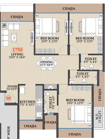 3 BHK Flat in Gurukrupa Aramus Rudra in Kharghar, Navi Mumbai - Image 864121