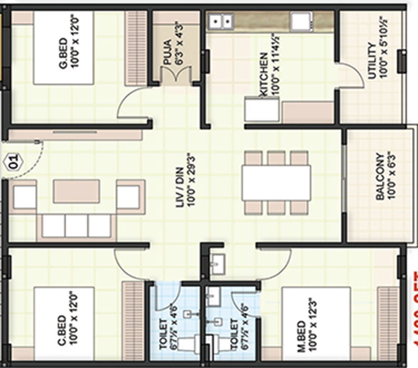 3 BHK Flat in Arc Archana Prime in Kommadi, Visakhapatnam - Image 879616