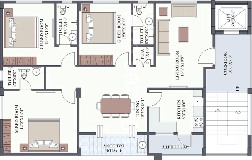 3 BHK Flat in Venkata AVL Shesahdri in Yendada, Visakhapatnam - Image 881769