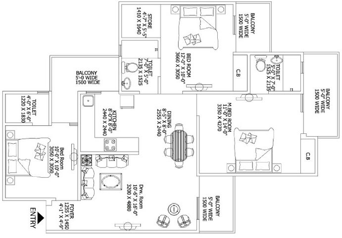 3 BHK Flat in Gaur City 2 11th Avenue in Sector 4, Greater Noida - Image 864272