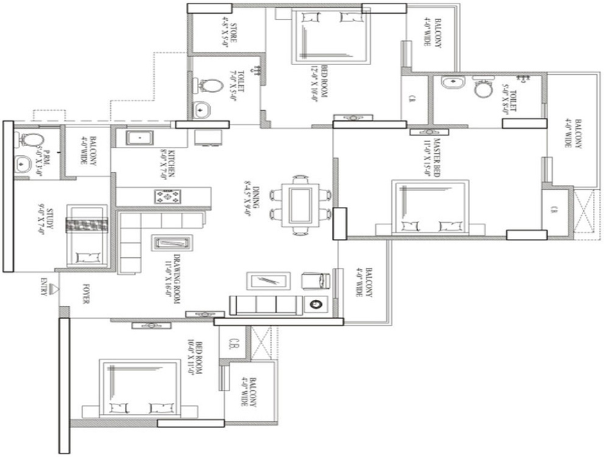 3 BHK Flat in Gaur City 6th Avenue in Sector 4, Greater Noida - Image 864301