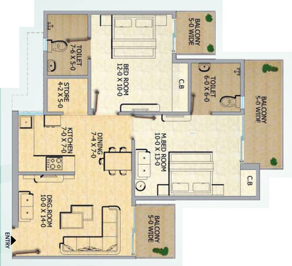 2 BHK Flat in Gaur City 12th Avenue in Sector 16 C, Greater Noida - Image 864304