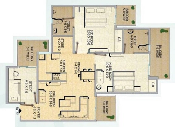 2 BHK Flat in Gaur City 12th Avenue in Sector 16 C, Greater Noida - Image 864305