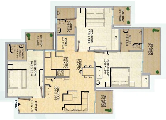 3 BHK Flat in Gaur City 12th Avenue in Sector 16 C, Greater Noida - Image 864306