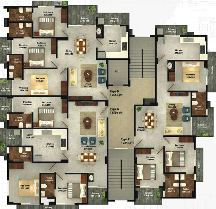 Floor Plan of SMS Shrishti in Maradu, Kochi - Image 337416
