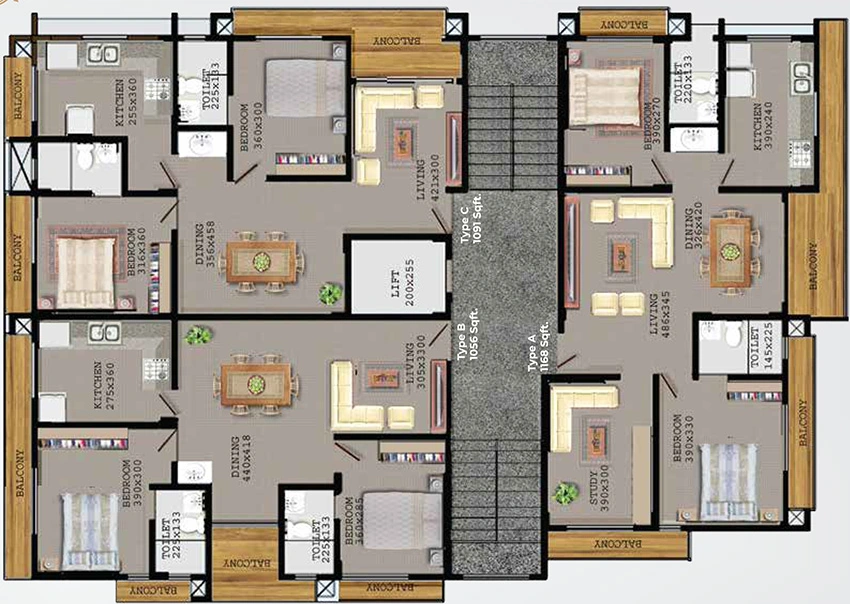 Floor Plan of SMS Tejus in Edappally, Kochi - Image 337426