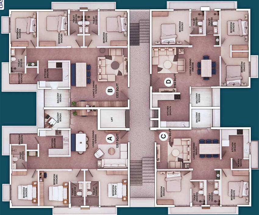 Floor Plan of SMS Oasis in Edappally, Kochi - Image 337411