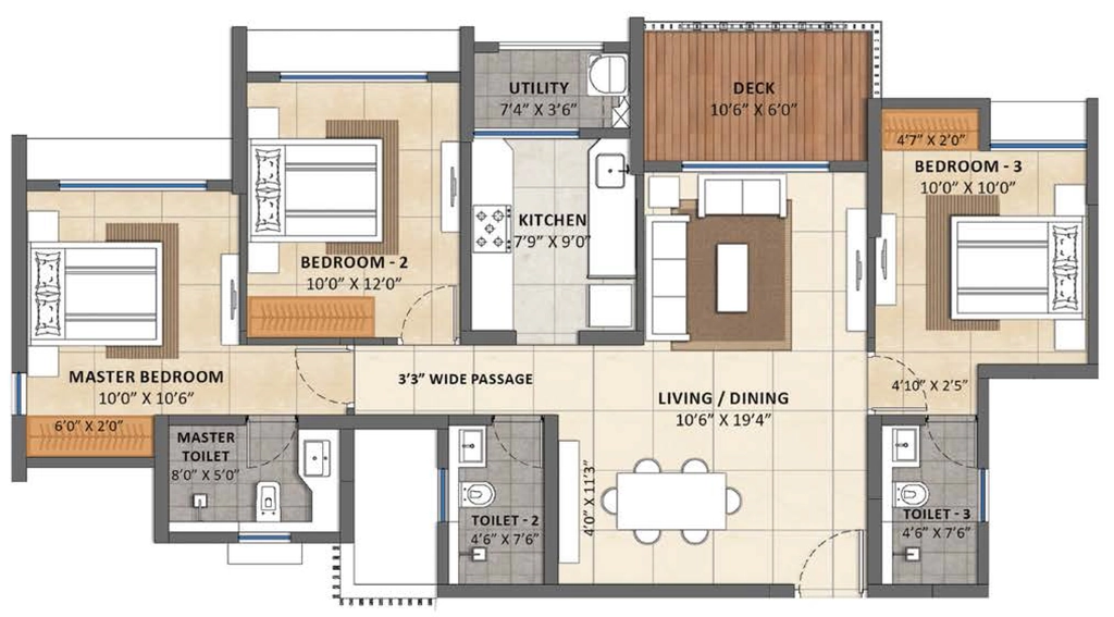 3 BHK Flat in Lodha Casa Belvedere in Dombivli, Thane - Image 880328