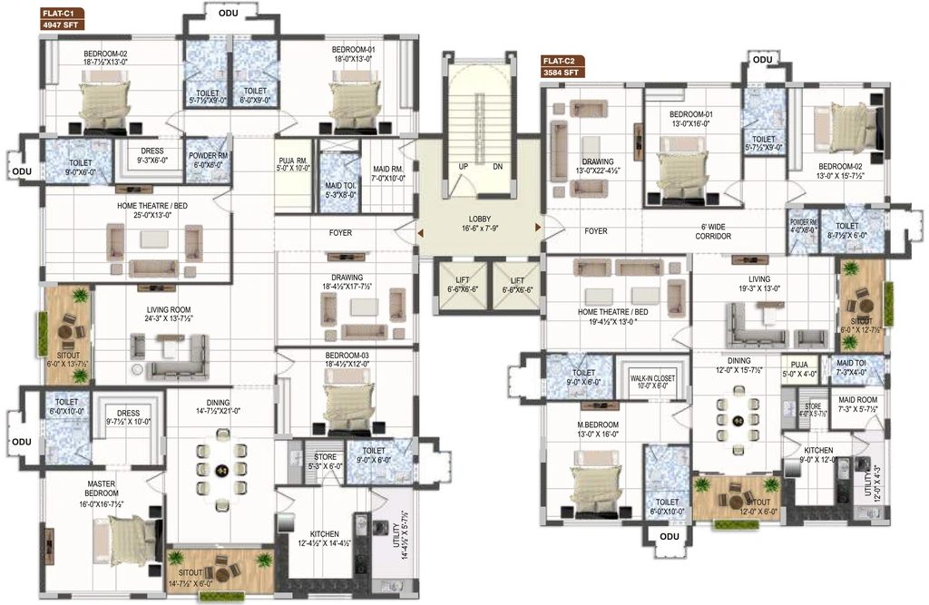 Floor Plan of Trendset Inspiria in Banjara Hills, Hyderabad - Image 312114