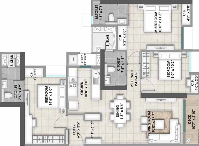 3 BHK Flat in Rustomjee Uptown Urbania in Thane West, Thane - Image 445867