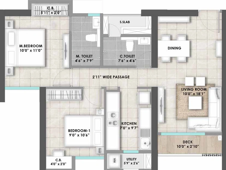 2 BHK Flat in Rustomjee Uptown Urbania in Thane West, Thane - Image 445866