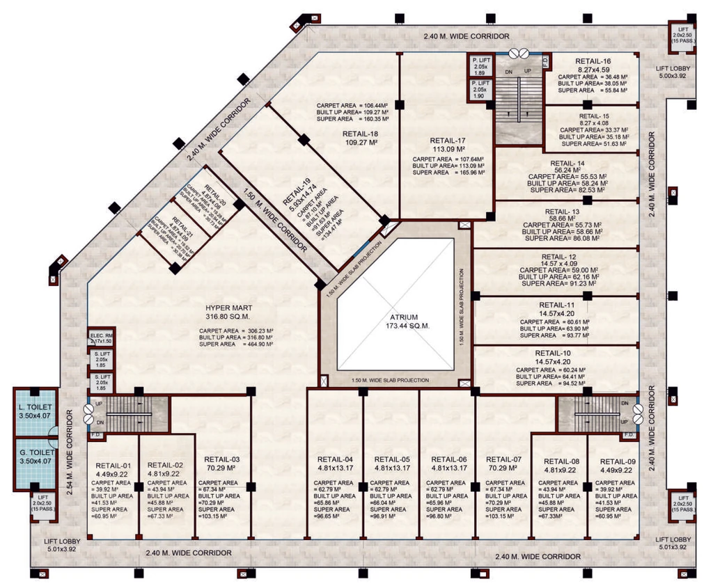 Floor Plan of GPCL Brij Tower in Sushant Golf City, Lucknow - Image 314081