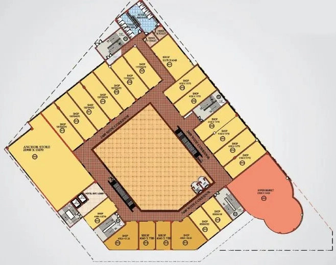 Floor Plan of Omega Galaxy Mall in Sushant Golf City, Lucknow - Image 314130